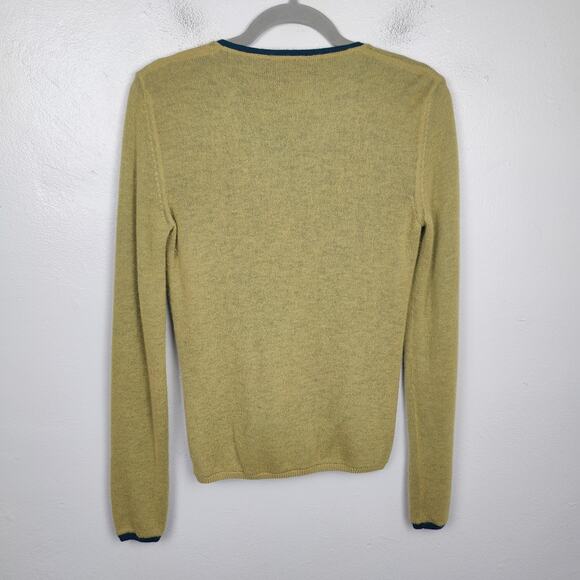 Loro Piana Cashmere Cardigan Womens 42 US 6 Green Blue Reversible FLAW HOLE - Picture 12 of 13